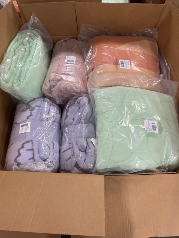 General merchandise pallet staged for customer pickup