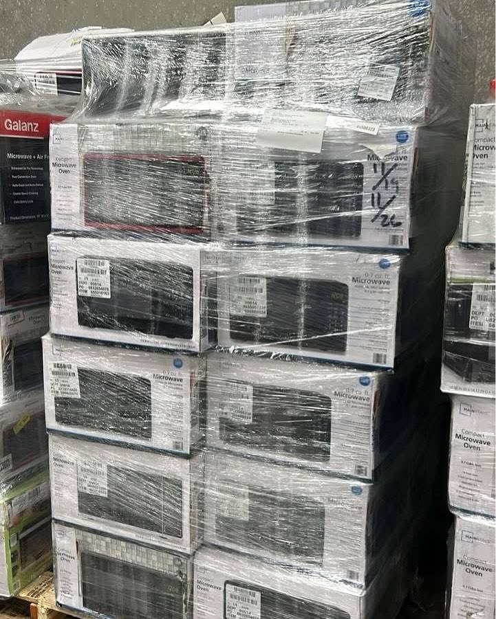 Bulk merchandise staged for freight pickup