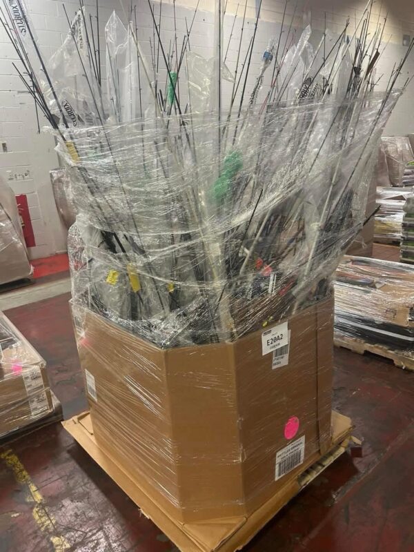 Fishing Equipment Pallet – 200 Pieces Rods, Reels & Tackle Wholesale